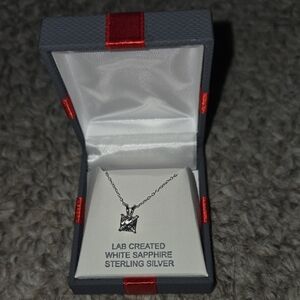 Lab Created White Sapphire Sterling Silver Necklace